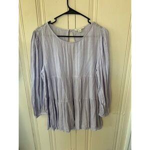 American Eagle Lavender Tiered Babydoll Top Open Back Long Sleeve Lilac Medium